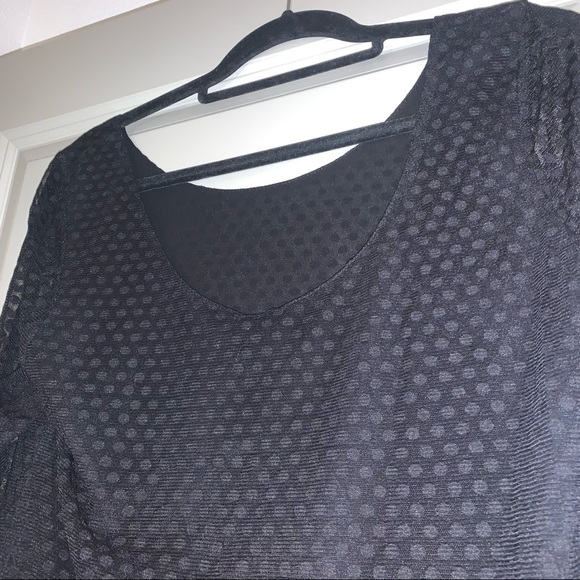 Sheer Black Top with Polka Dots - Picture 2 of 4